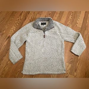 True Grit Mens Sherpa Fleece Pullover Sweater S Gray Quarter Zip